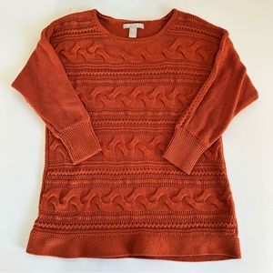Banana‎ Republic Orange Rust Cable Knit 3/4 Sleeve Cotton Angora Blend Medium